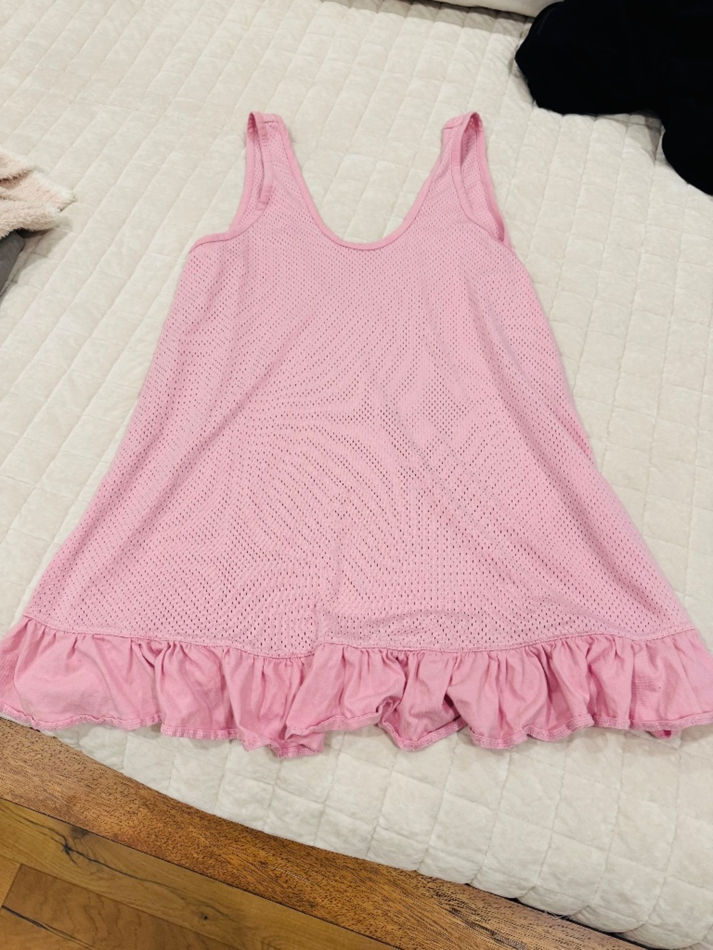 Free People Pink Mesh Ruffle Tank - Picture 2 of 5
